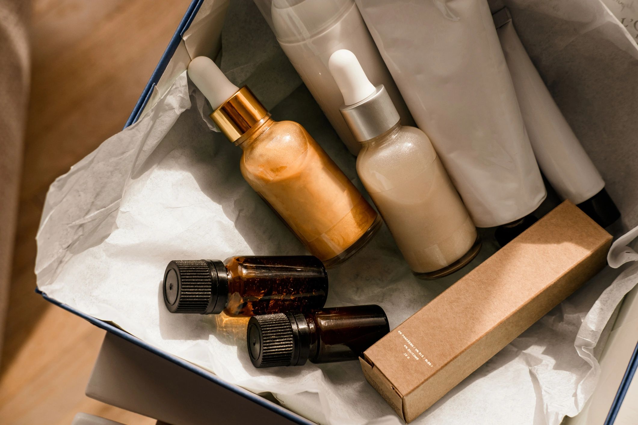 Natural cosmetics and skincare beauty box set