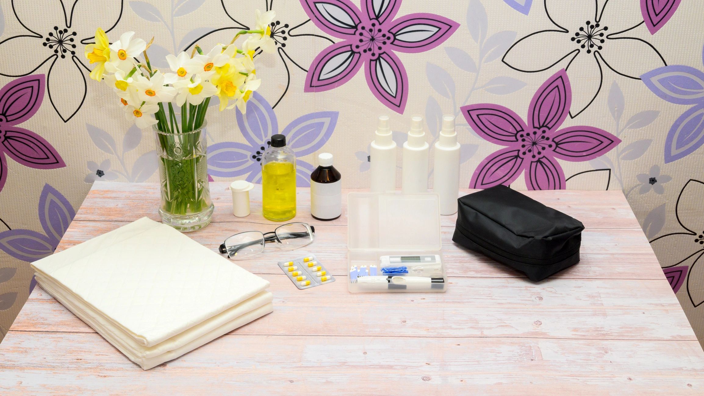 Beauty and skincare products arranged neatly