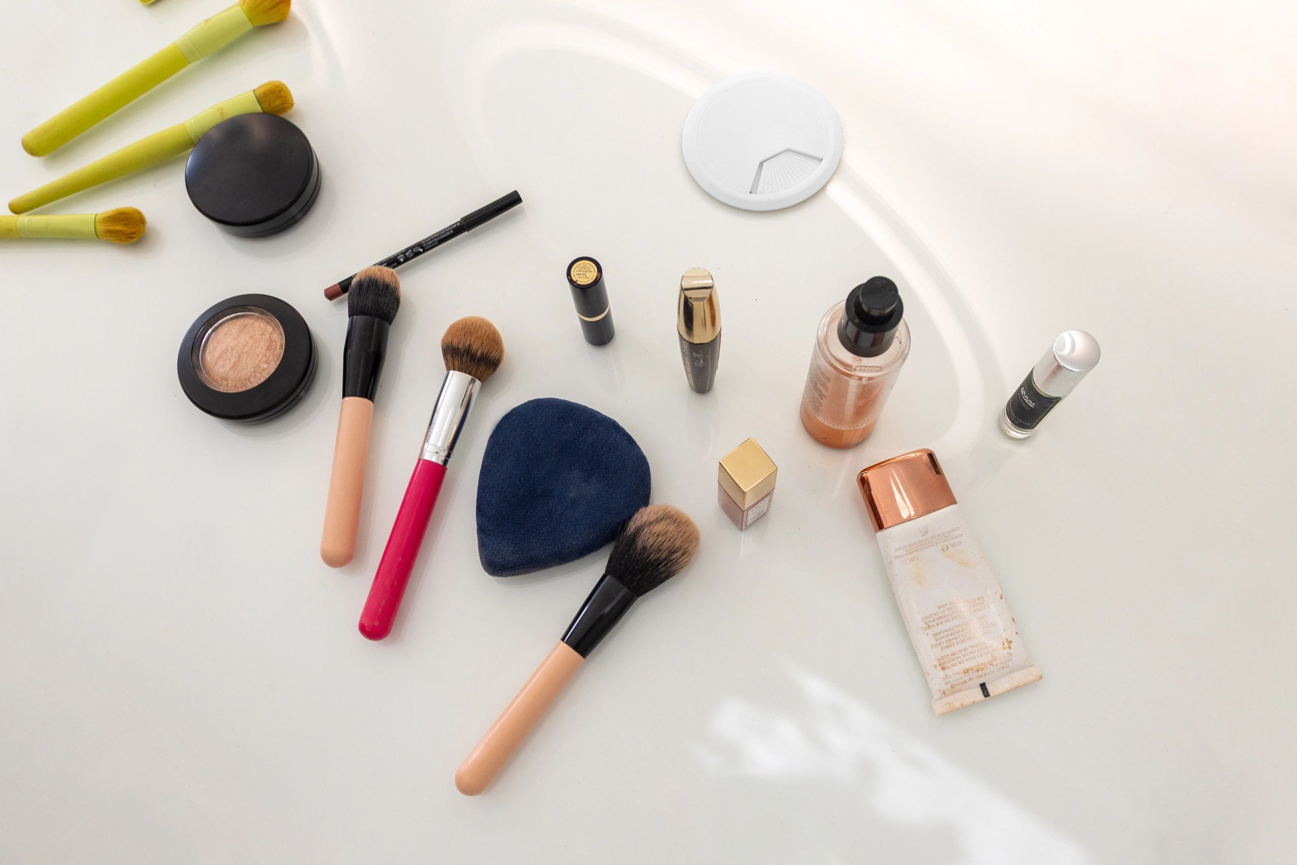 Beauty products and makeup essentials displayed neatly for promotional shopping